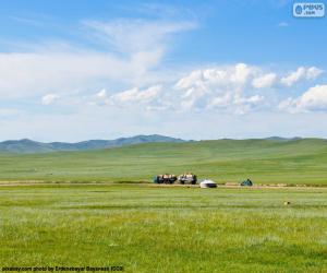 yapboz Moğolistan bozkır